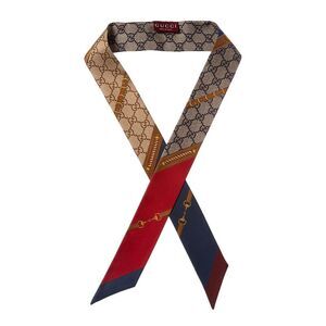 Gucci Heritage Print Silk Neck Bow